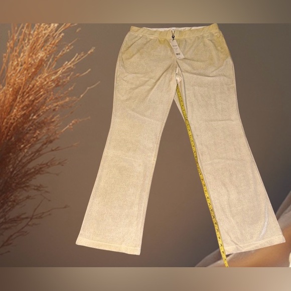 NWT Juicy Couture bling JUICY pants elastic stretch waist,white w/metallic pant - Picture 11 of 12